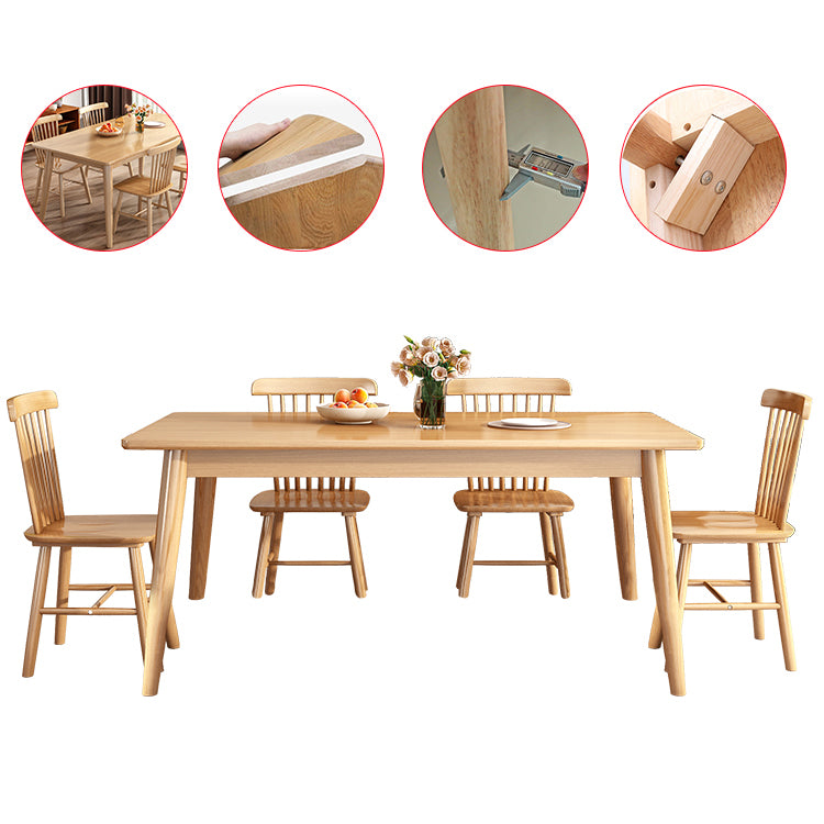 Moderner Stil Massivholz Top Esstisch Sets mit 4 Bein Basis -Essmöbeln für den Heimgebrauch