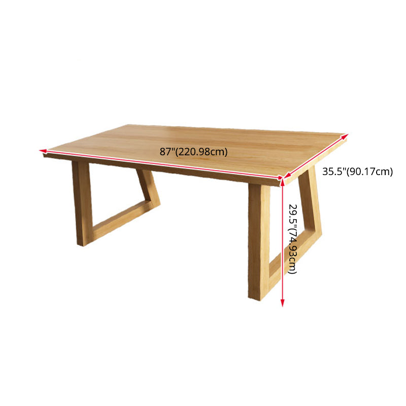 Contemporary Solid Wood Rectangle Shape Kitchen Table Set with 2 Wood Legs for Dining Room Furniture