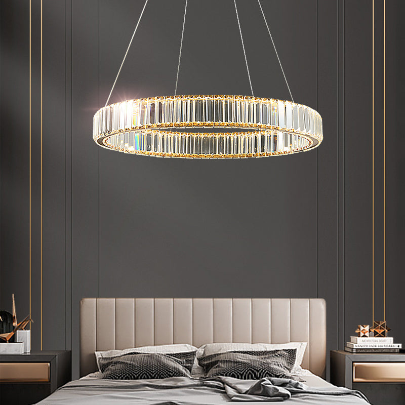 Gold Crystal Pendant Lighting Simplicity LED Chandelier Lighting Fixtures for Living Room