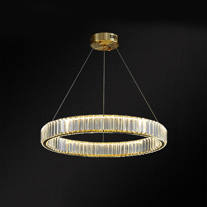 Gold Crystal Pendant Lighting Simplicity LED Chandelier Lighting Fixtures for Living Room
