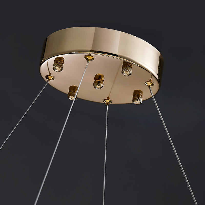 Gold Crystal Pendant Lighting Simplicity LED Chandelier Lighting Fixtures for Living Room