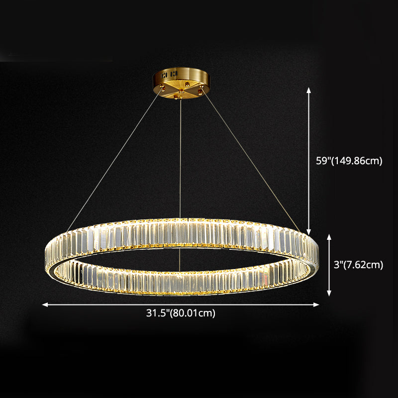 Gold Crystal Pendant Lighting Simplicity LED Chandelier Lighting Fixtures for Living Room