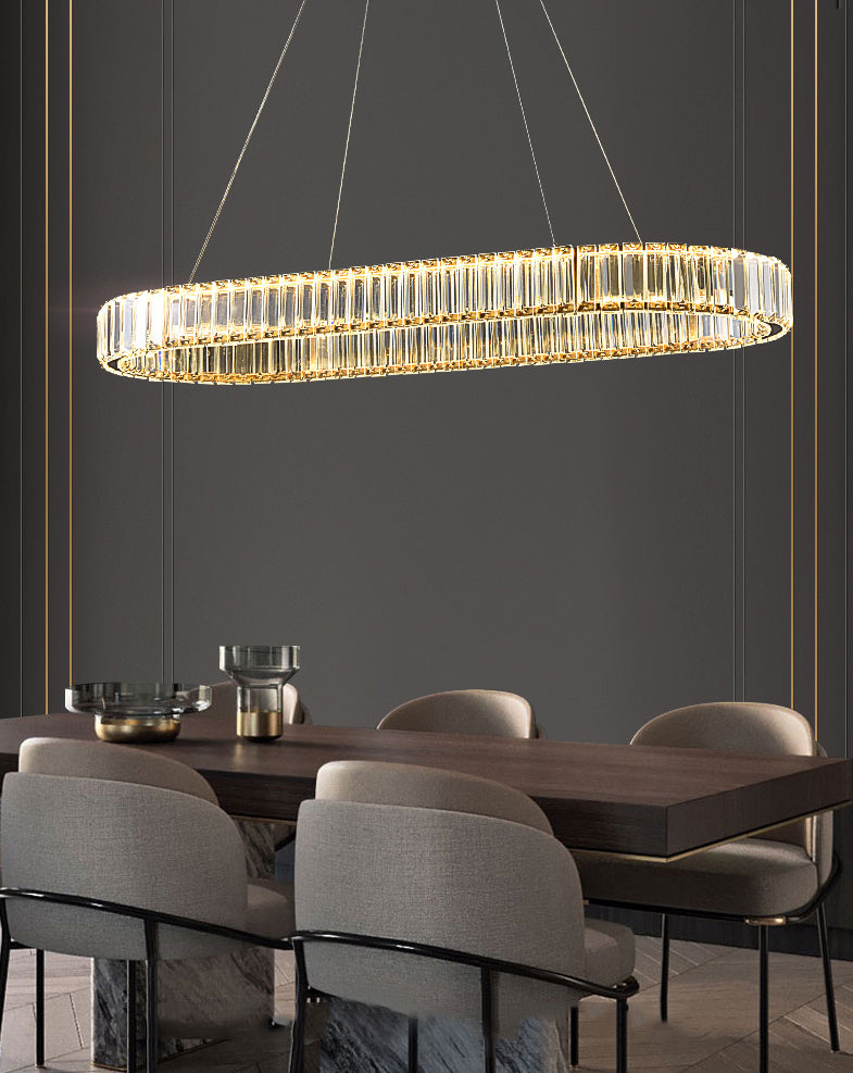 Gold Crystal Pendant Lighting Simplicity LED Chandelier Lighting Fixtures for Living Room