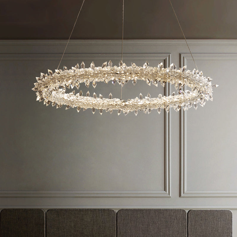 Ring Modern Chandeliers K9 Crystal LED Chandelier Lighting Fixtures for Living Room