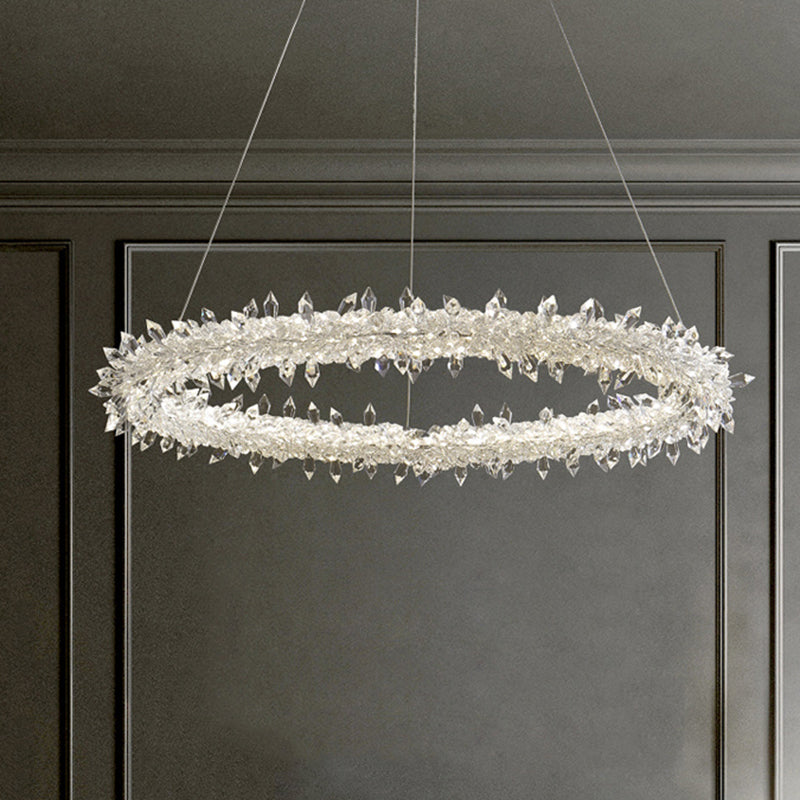 Ring Modern Chandeliers K9 Crystal LED Chandelier Lighting Fixtures for Living Room