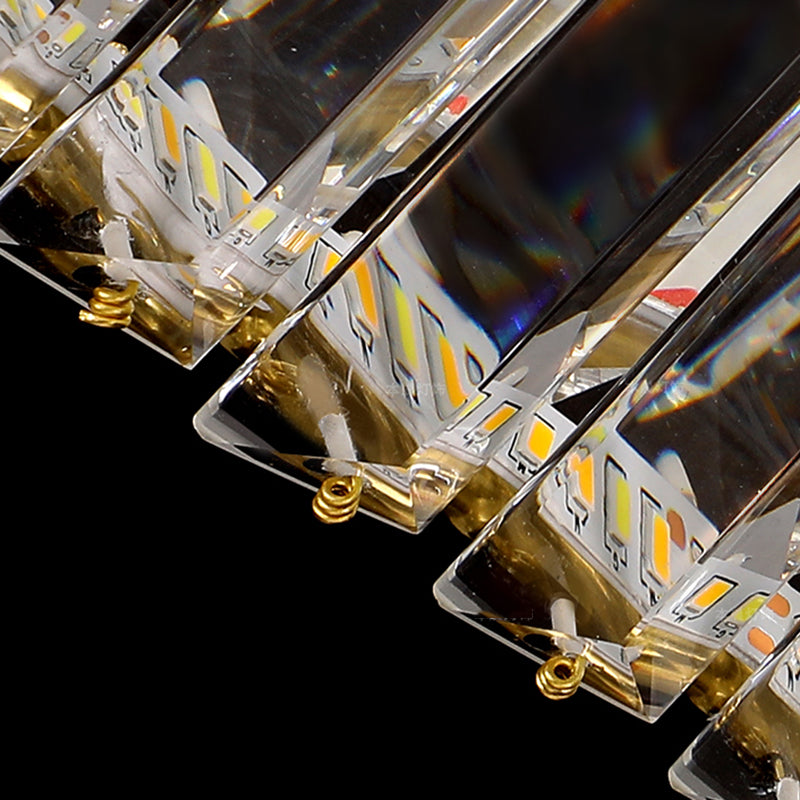 Contemporary Style Ceiling Lighting Ring Crystal in Gold LED Ceiling Fixture