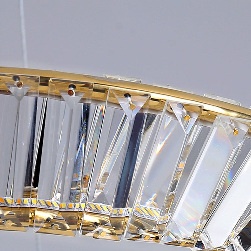 Contemporary Style Ceiling Lighting Ring Crystal in Gold LED Ceiling Fixture