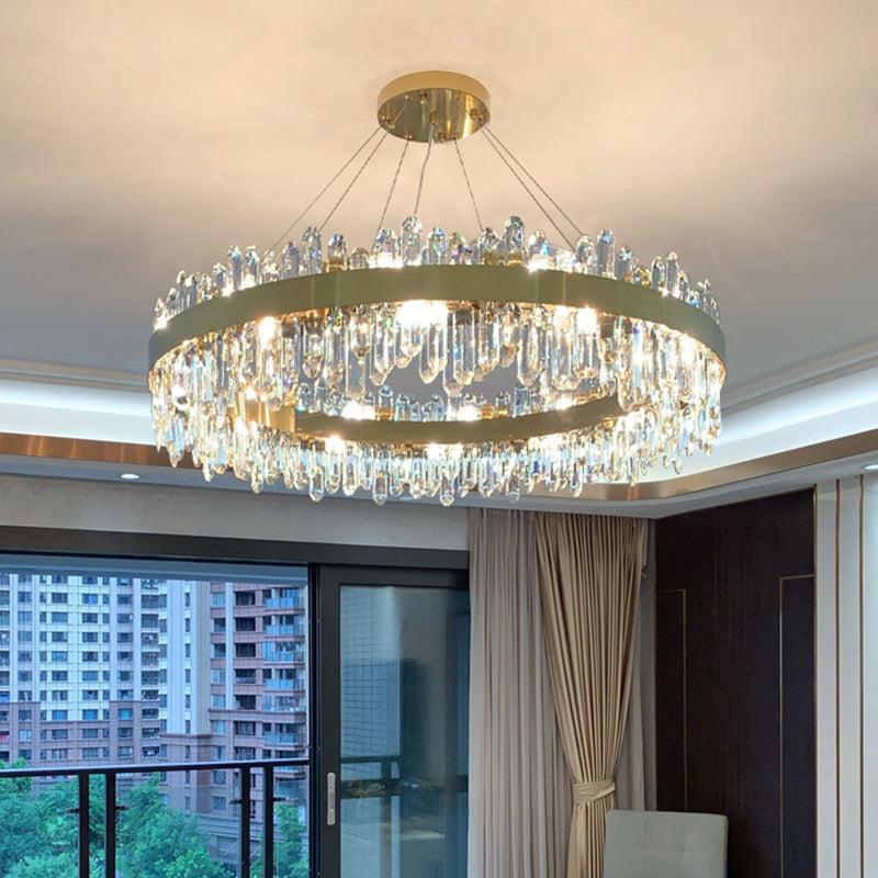 Minimalist Ceiling Pendant Light Ring Crystal Chandelier Lighting for Living Room