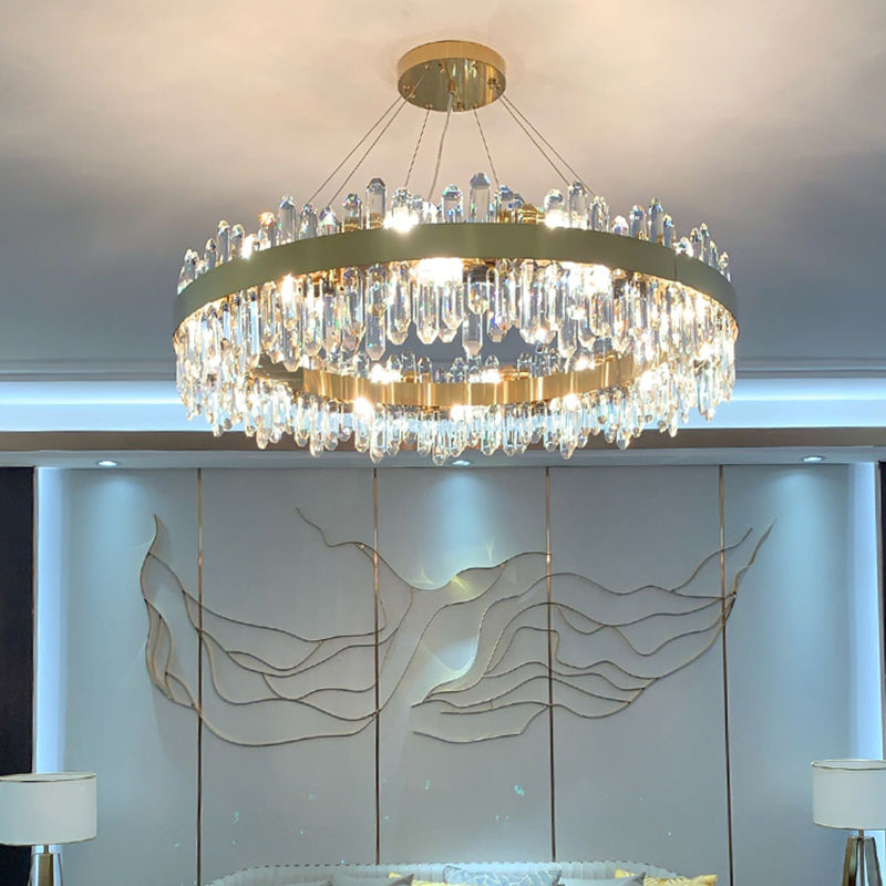 Minimalist Ceiling Pendant Light Ring Crystal Chandelier Lighting for Living Room