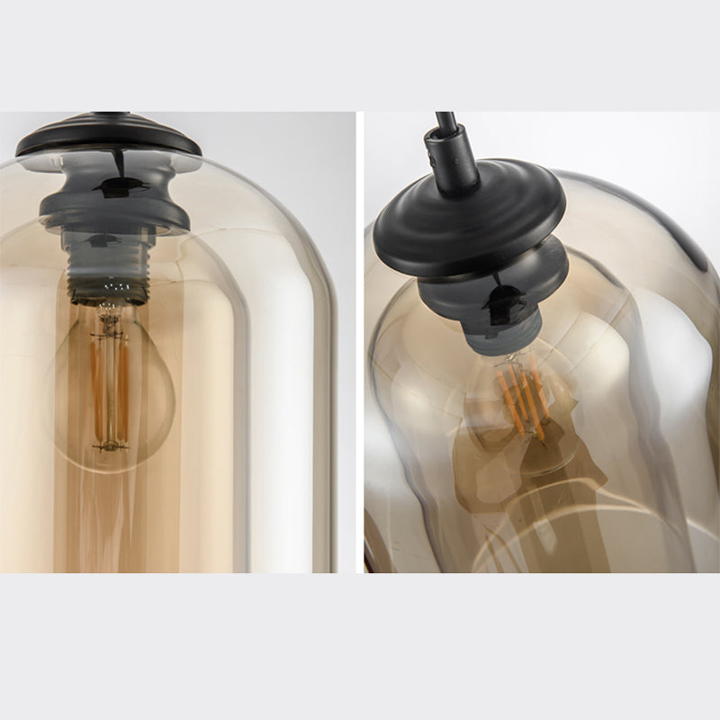 Glass Cylindrical Shape Ceiling Light Dinging Room Bedroom 1 Light Modern Hanging Light