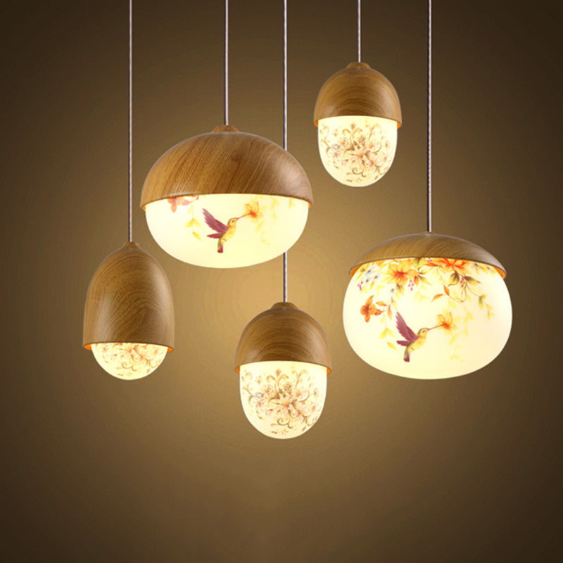 Illuminazione a sospensione a sfera di vetro contemporanea 1 lampada sospesa per la sala da pranzo