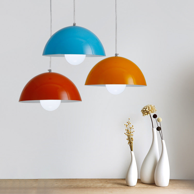 Dining Room Macron Hanging Light Bowl Shape Single Light Metal Modern Pendant Light