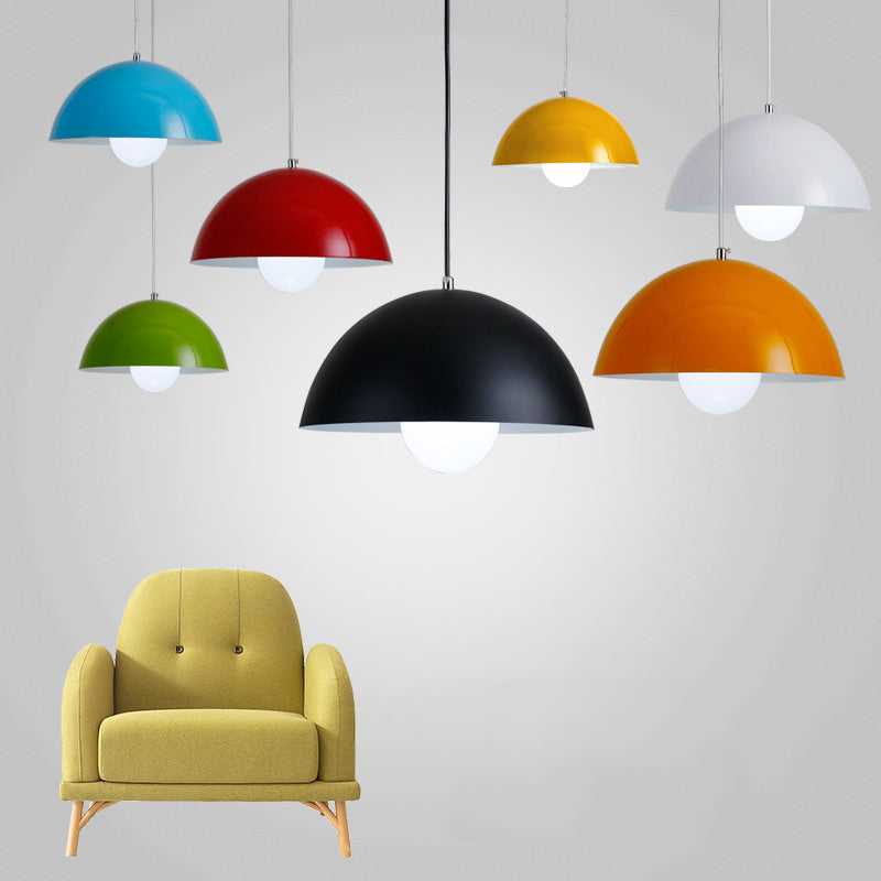 Dining Room Macron Hanging Light Bowl Shape Single Light Metal Modern Pendant Light