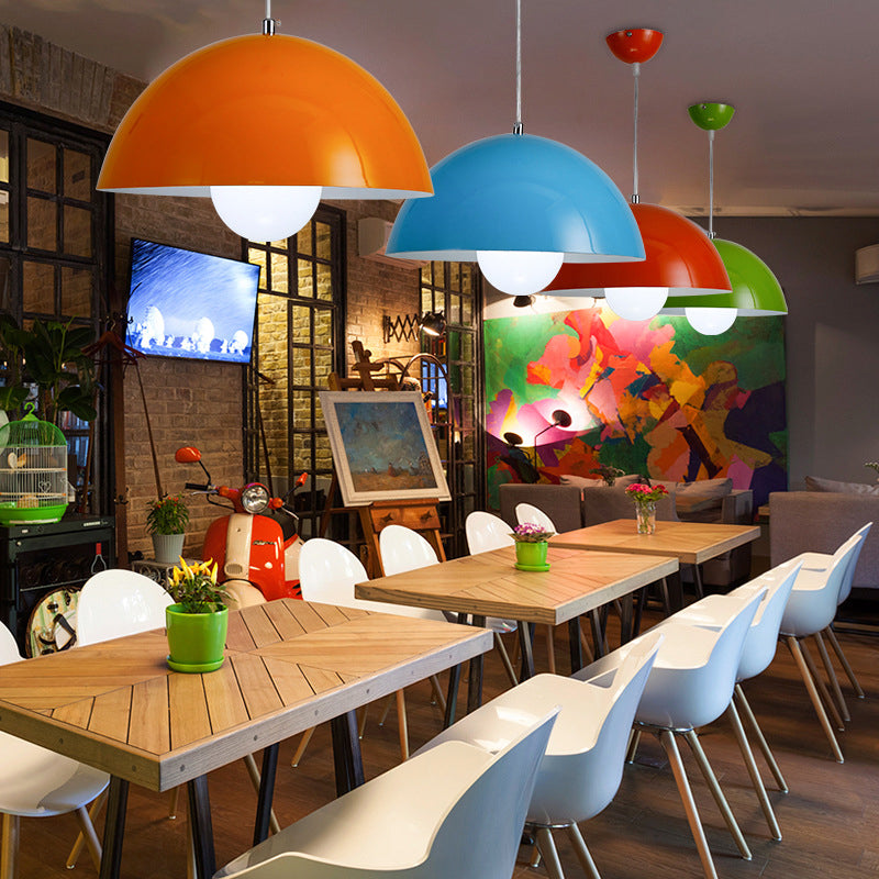 Dining Room Macron Hanging Light Bowl Shape Single Light Metal Modern Pendant Light