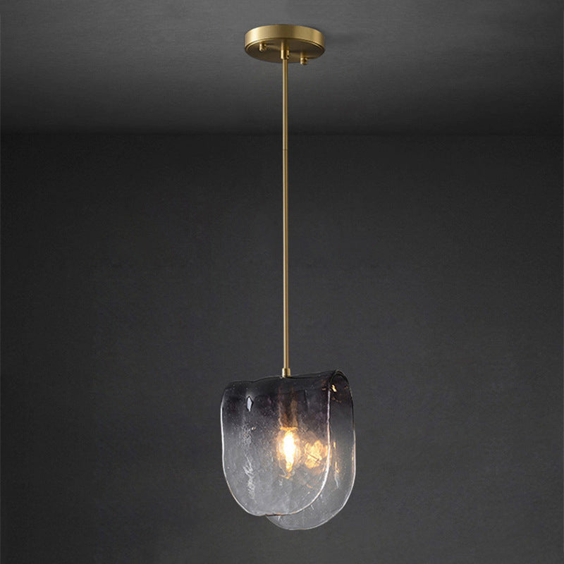 One-Light Unique Shape Cafe Hanging Light  Contemporary Gray Glass Drop Pendant