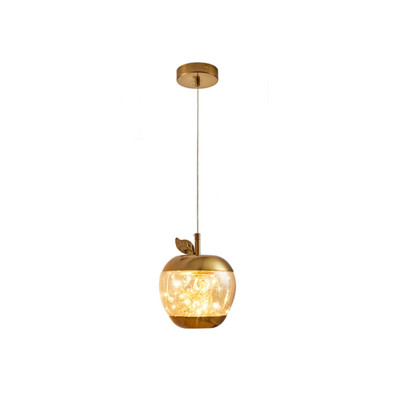 Éclairage pendentif à LED de pomme en verre contemporain 1 lampe suspendue à la tête pour salle à manger