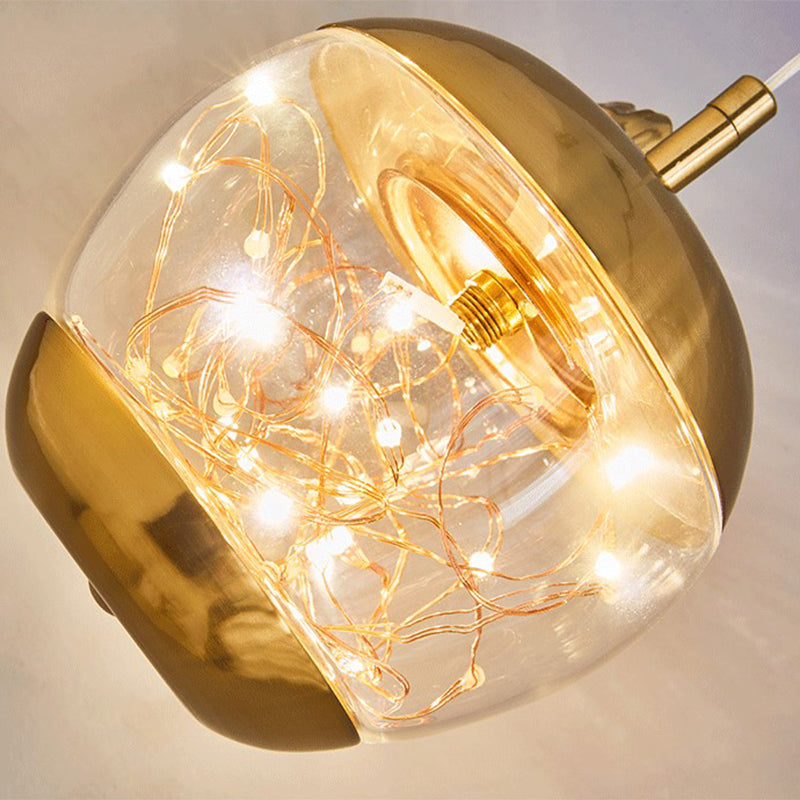 Éclairage pendentif à LED de pomme en verre contemporain 1 lampe suspendue à la tête pour salle à manger