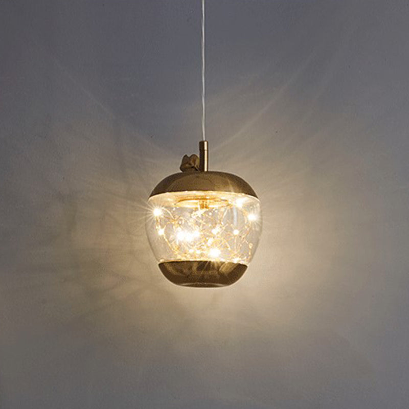 Éclairage pendentif à LED de pomme en verre contemporain 1 lampe suspendue à la tête pour salle à manger