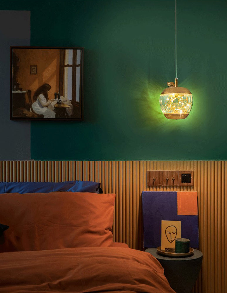 Éclairage pendentif à LED de pomme en verre contemporain 1 lampe suspendue à la tête pour salle à manger
