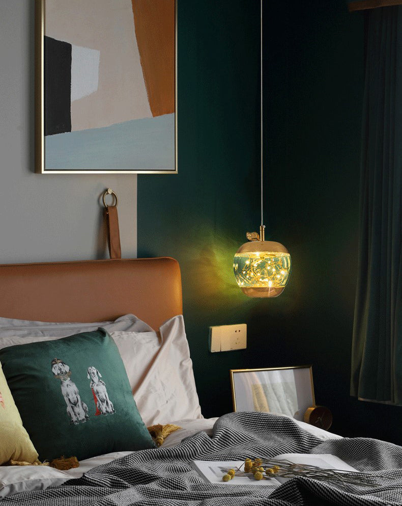 Éclairage pendentif à LED de pomme en verre contemporain 1 lampe suspendue à la tête pour salle à manger