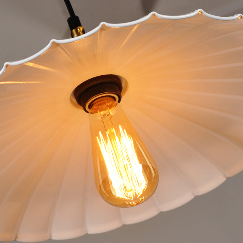Ceiling Pendant Light Industrial Restaurant Pendant Light Kit with Tapered Metal Shade in White