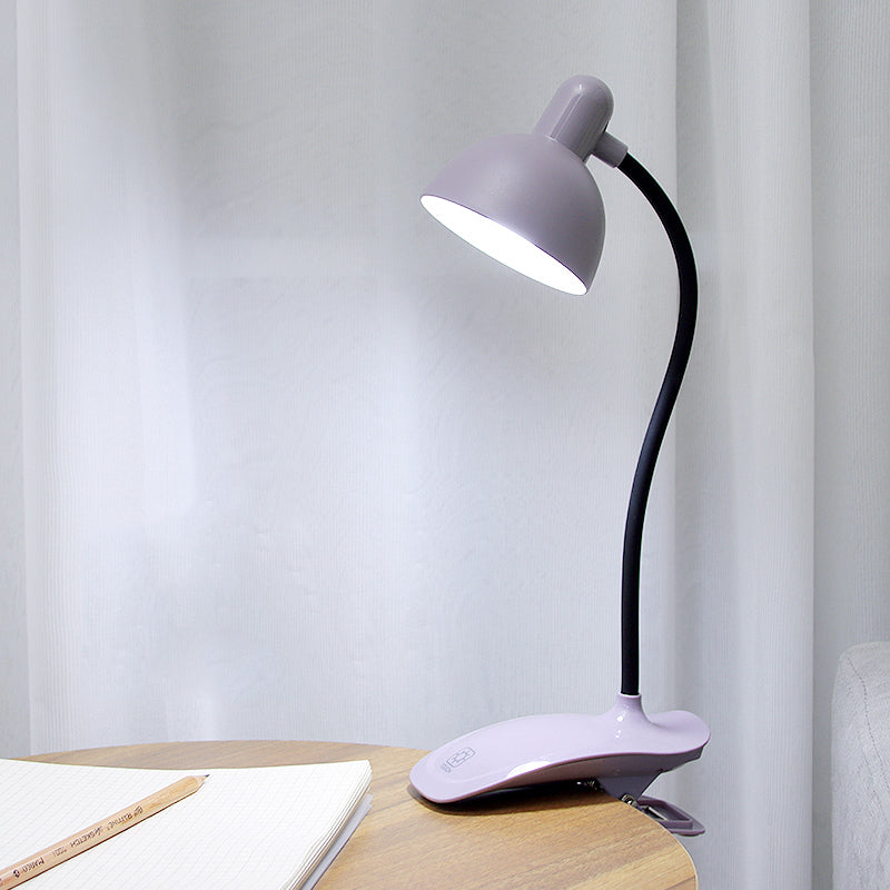 Macaron LED Clamp-on Table Lamp Flexible Gooseneck Reading Light with Plastic Shade