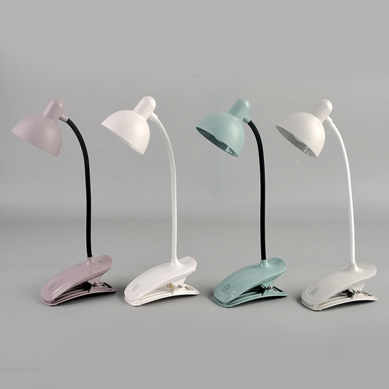 Macaron LED Clamp-on Table Lamp Flexible Gooseneck Reading Light with Plastic Shade