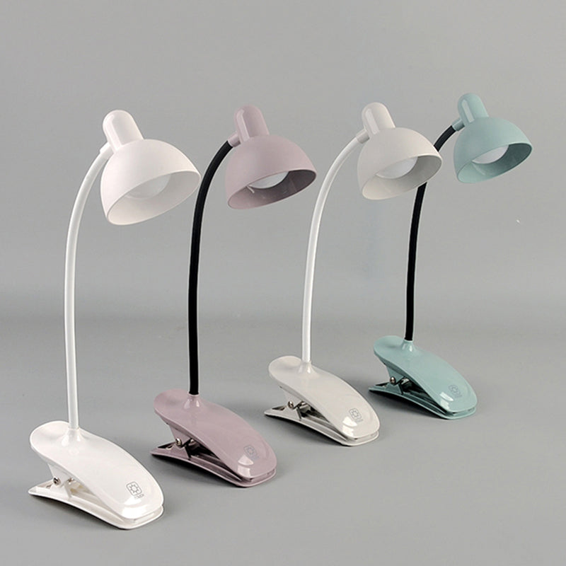 Macaron LED Clamp-on Table Lamp Flexible Gooseneck Reading Light with Plastic Shade