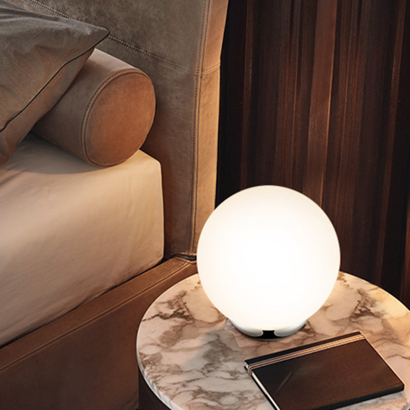 Ultra-modern Simplicity Globe Table Lamp White Glass Nightstand Lamp for Bedroom