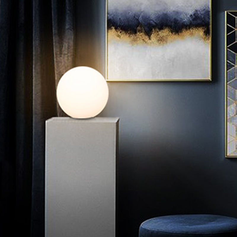Ultra-modern Simplicity Globe Table Lamp White Glass Nightstand Lamp for Bedroom