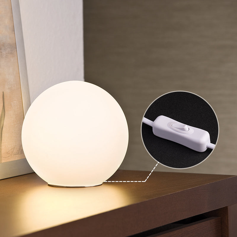 Ultra-modern Simplicity Globe Table Lamp White Glass Nightstand Lamp for Bedroom