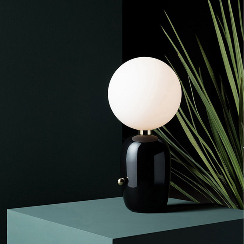 Ultra-modern Simplicity Globe Table Lamp White Glass Nightstand Lamp for Bedroom