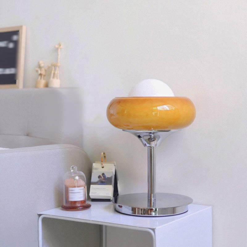 Lampe de table tarte à œufs d'oeuf ultra-moderne lampe de chevet en verre soufflé à la main pour chambre à coucher