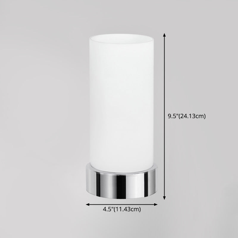 Lampada da tavolo a cilindro ultramoderna e semplice Lampada da comodino in vetro bianco per camera da letto