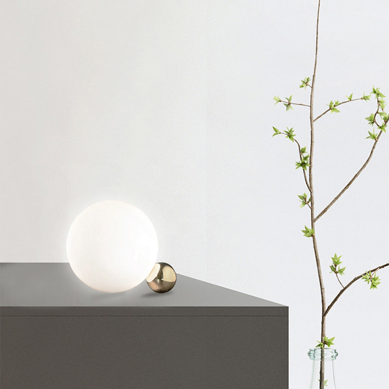 Ultra-modern Simplicity Globe Table Lamp White Glass Nightstand Lamp for Bedroom