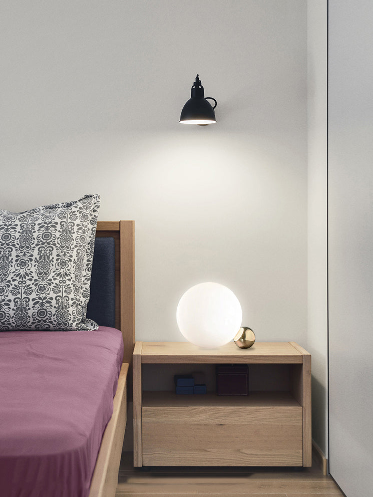 Ultra-modern Simplicity Globe Table Lamp White Glass Nightstand Lamp for Bedroom