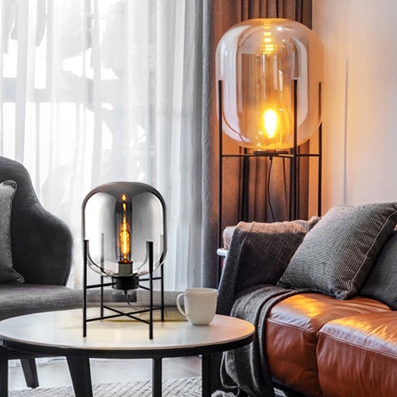 Ultramoderne eenvoud vat tafellamp glas nachtkastje lamp voor slaapkamer