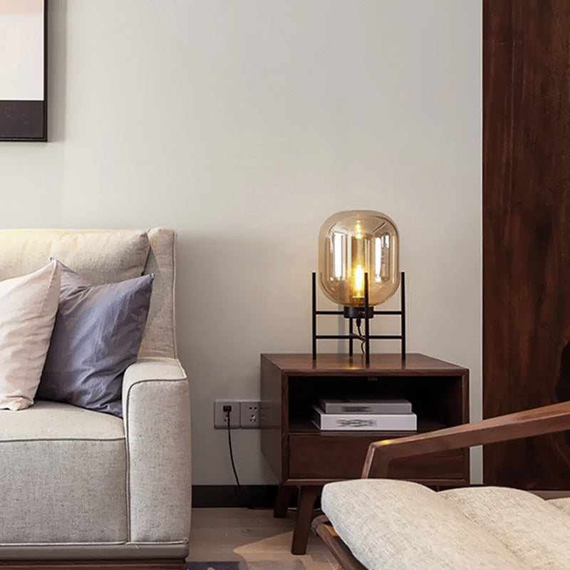 Ultramoderne eenvoud vat tafellamp glas nachtkastje lamp voor slaapkamer