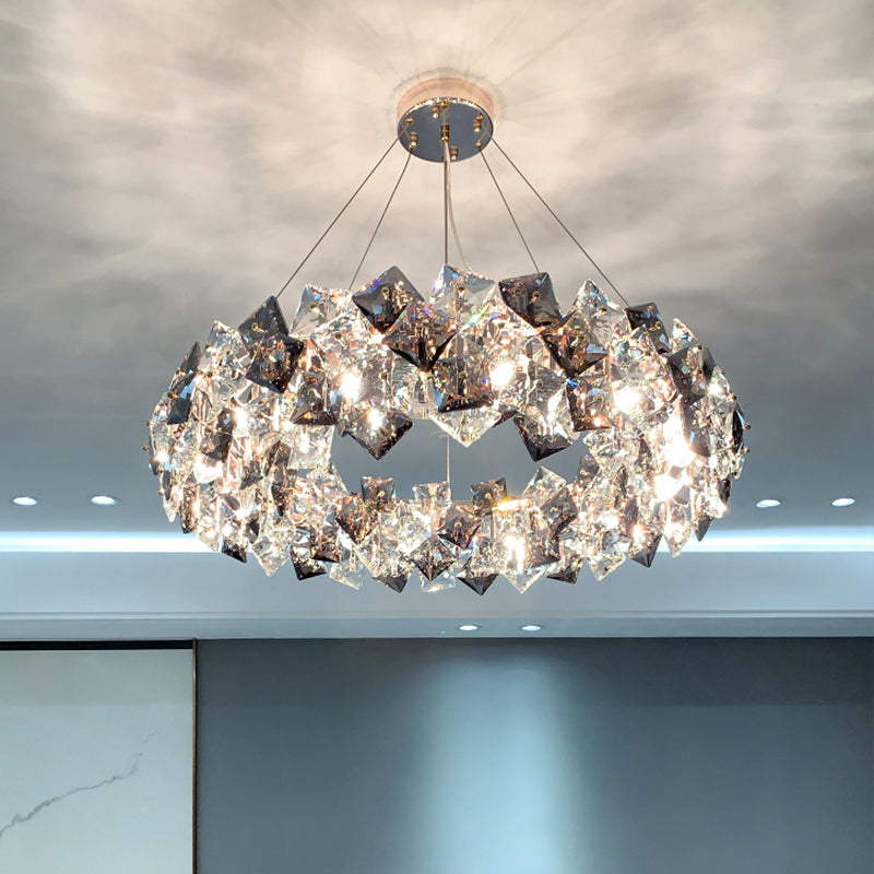 Luce a sospensione con soffitto a forma rotonda Lumo cristallo trasparente per soggiorno