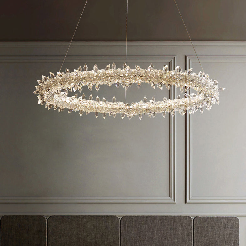 Ring Modern Chandeliers K9 Crystal LED Chandelier Lighting Fixtures for Living Room