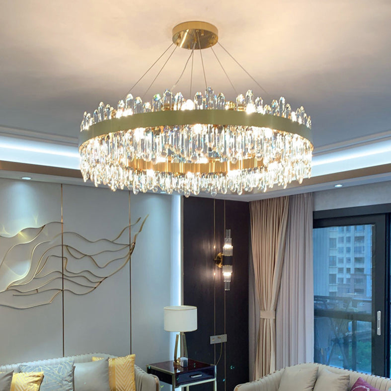 Minimalist Ceiling Pendant Light Ring Crystal Chandelier Lighting for Living Room