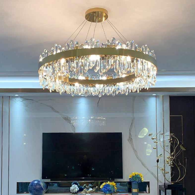 Minimalist Ceiling Pendant Light Ring Crystal Chandelier Lighting for Living Room