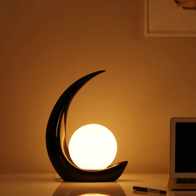 Lampada da tavolo ultramoderna Simplicity Moon Lampada da comodino in vetro bianco per camera da letto