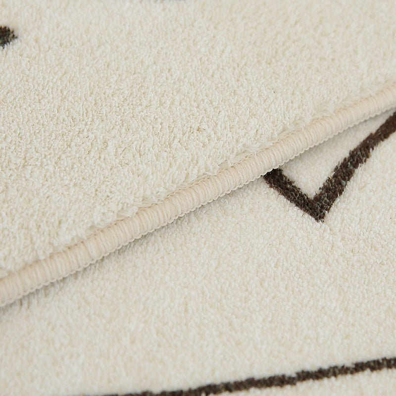 White Southwestern Area Rug Tribal Print Polypropylene Rug Anti-Slip Backing Carpet for Home Decor
