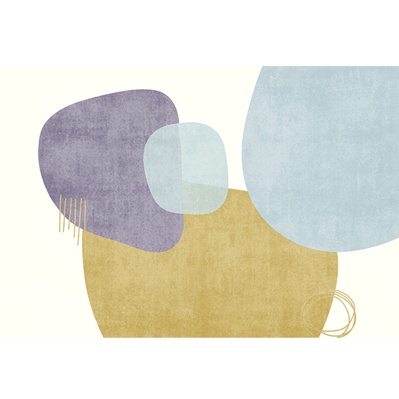 Multicolor Casual Indoor Rug Polyester Color Block Carpet Non-Slip Backing Rug for Home Decoration