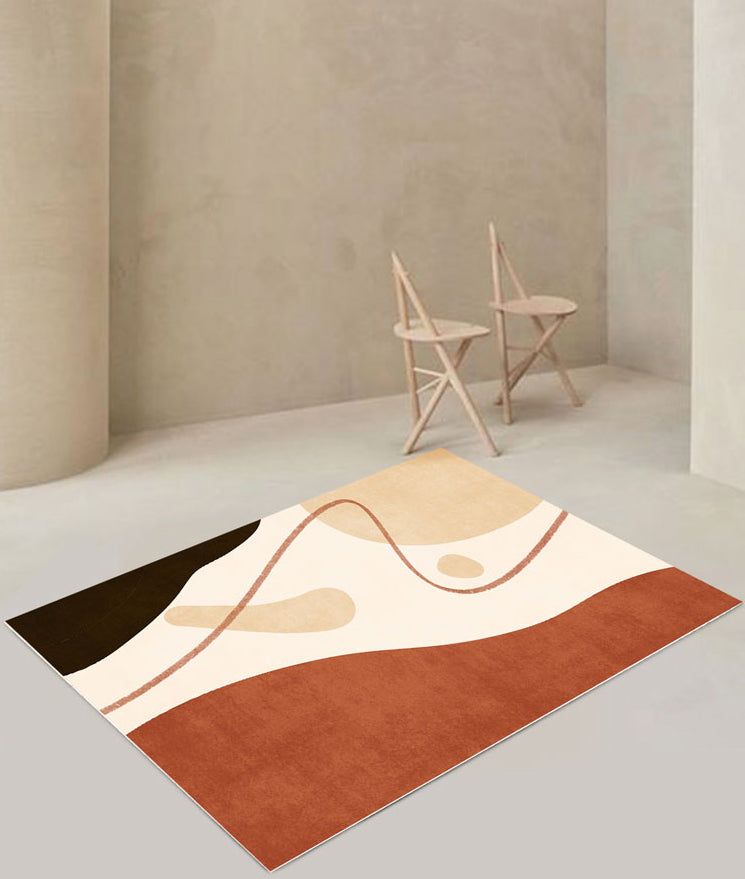 Multicolor Casual Indoor Rug Polyester Color Block Carpet Non-Slip Backing Rug for Home Decoration