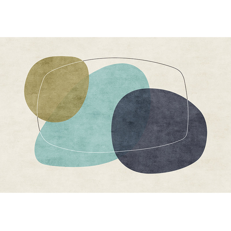 Apricot Tone Simplicity Indoor Rug Polyester Color Block Carpet Non-Slip Backing Rug for Bedroom