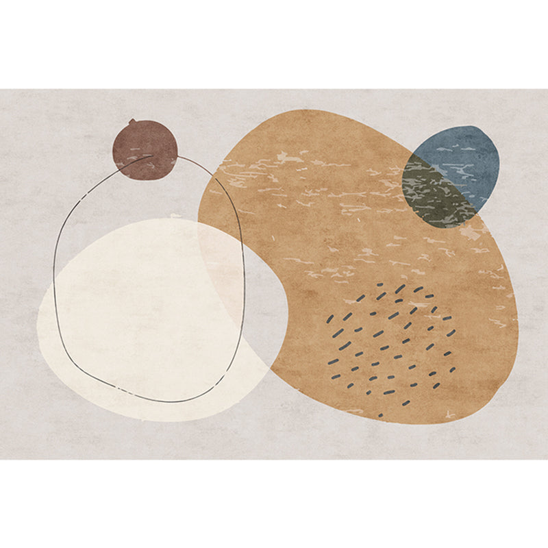 Apricot Tone Simplicity Indoor Rug Polyester Color Block Carpet Non-Slip Backing Rug for Bedroom