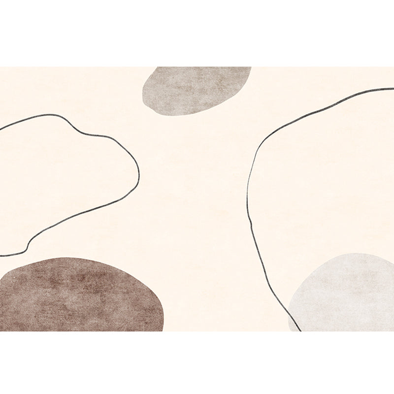 Apricot Tone Simplicity Indoor Rug Polyester Color Block Carpet Non-Slip Backing Rug for Bedroom