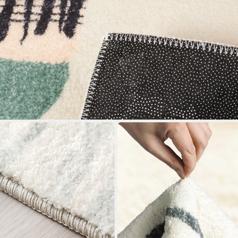 Apricot Tone Simplicity Indoor Rug Polyester Color Block Carpet Non-Slip Backing Rug for Bedroom